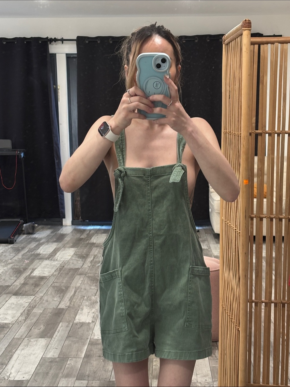 Zenana Outfitters Sage Green Short Overall Romper